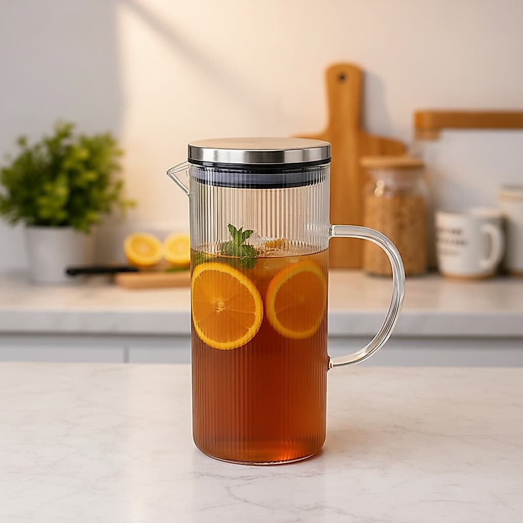 Jarra Vidro Transparente Tampa Inox Hermetica 14 Litros Decoração Cozinha