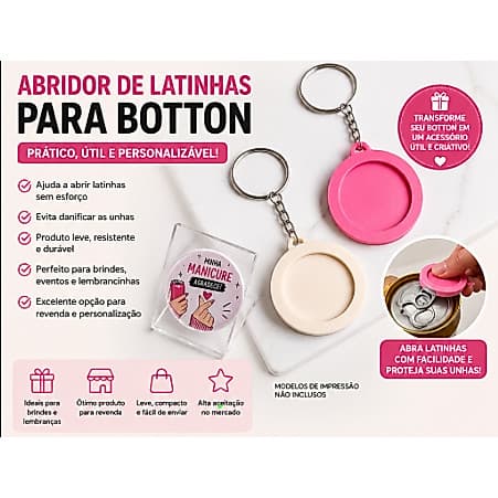 Kit Abridor de Latinha Chaveiro para Botton 32mm  - escolha a cor e a quantidade
