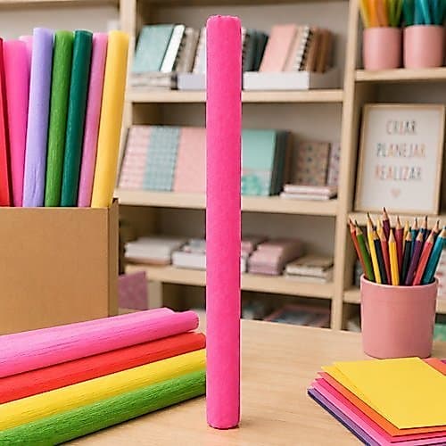 Caixa 40 Rolos Papel Cremom Rosa Decoração Festas Artesanato Embalagem Versátil