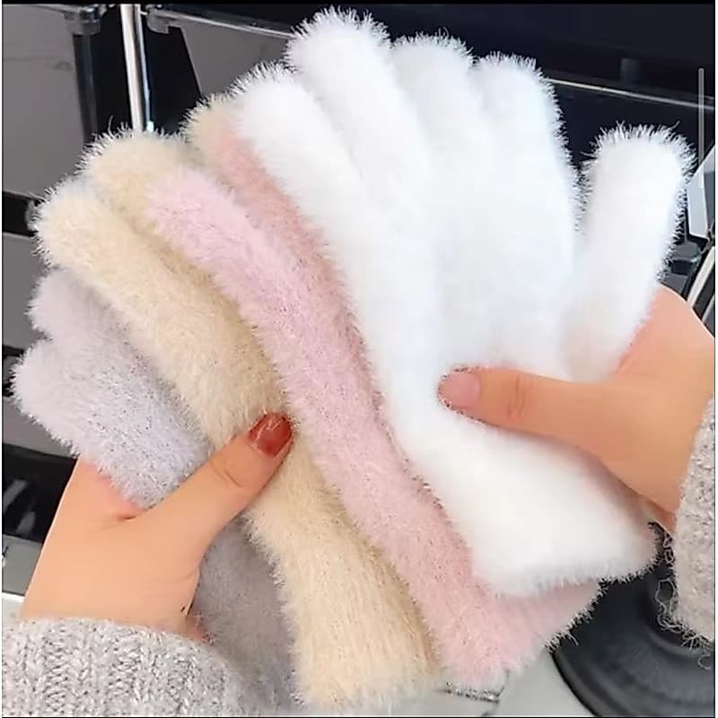 Luva de inverno pelúciada feminino.
