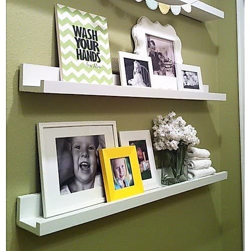 2 Prateleiras De Parede 80cm P/ Quadros, Fotos E Livros Mdf Temperos Multiuso Canaleta Madeira
