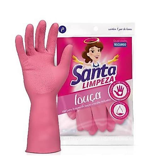 Luva Louça Tarefas Delicadas Extra Feeling Santa Limpeza Rosa
