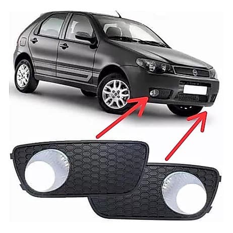 Par Grade Moldura Farol Milha Palio 2004 À 2010 Com Milha