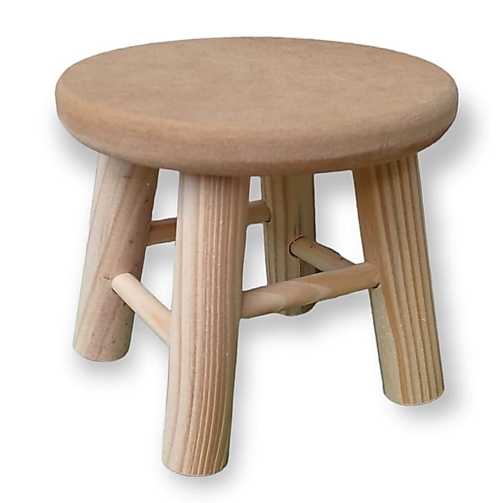 2 Mini Banquinho de Madeira Pinus Decoração Banqueta Mesa