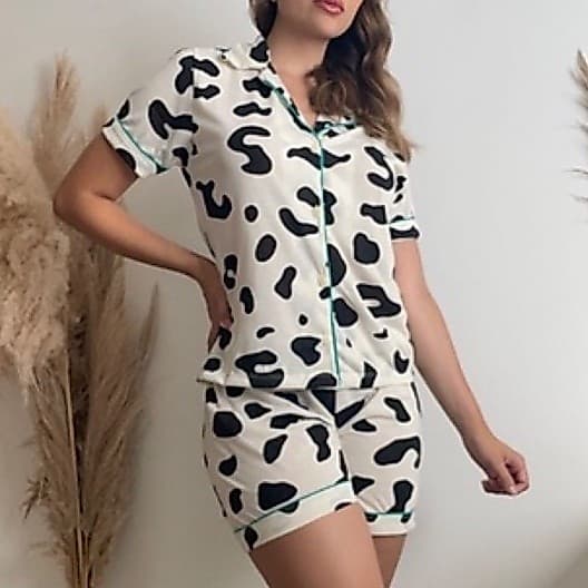 Pijama blogueirinha americano curto botões amamentação gestante