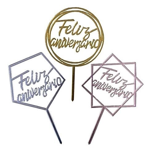 Topo Para Bolo Feliz Aniversário Ref: CA-04