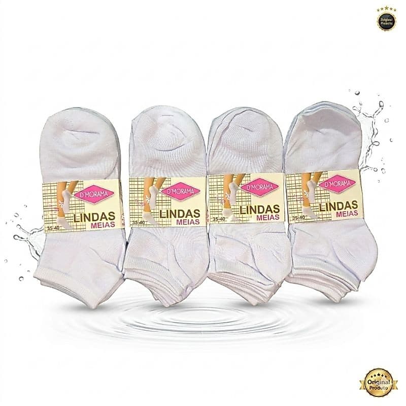 Pacotão 12 Pares Meia Branca Soquete Macia Confortável 35-40 e 40-46