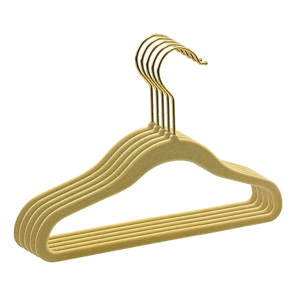 10 Cabide Veludo Infantil Baby Gancho Dourado