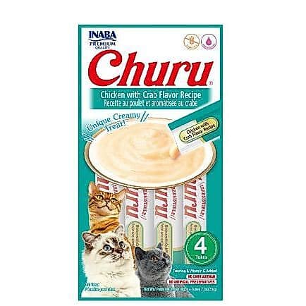 Churu Petisco Para Gatos Kit 6 Unid Sabor Frango com Caranguejo 4x14 sache umido para gatos