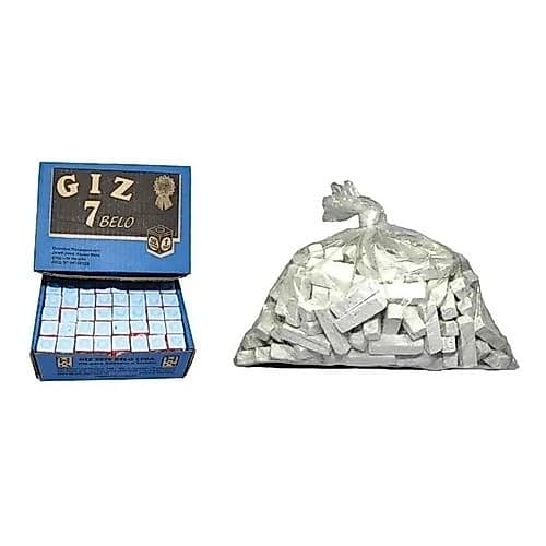 Kit 144 Giz 7 Belo + 1kg Giz Branco Para Tacos Sinuca Bilhar