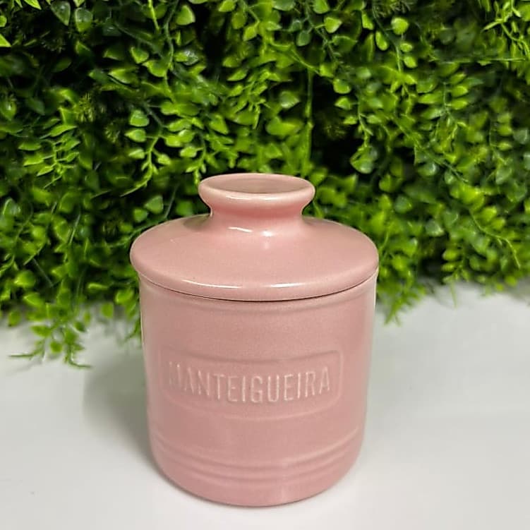 Manteigueira Francesa de Cerâmica Rosa - Wolff ou