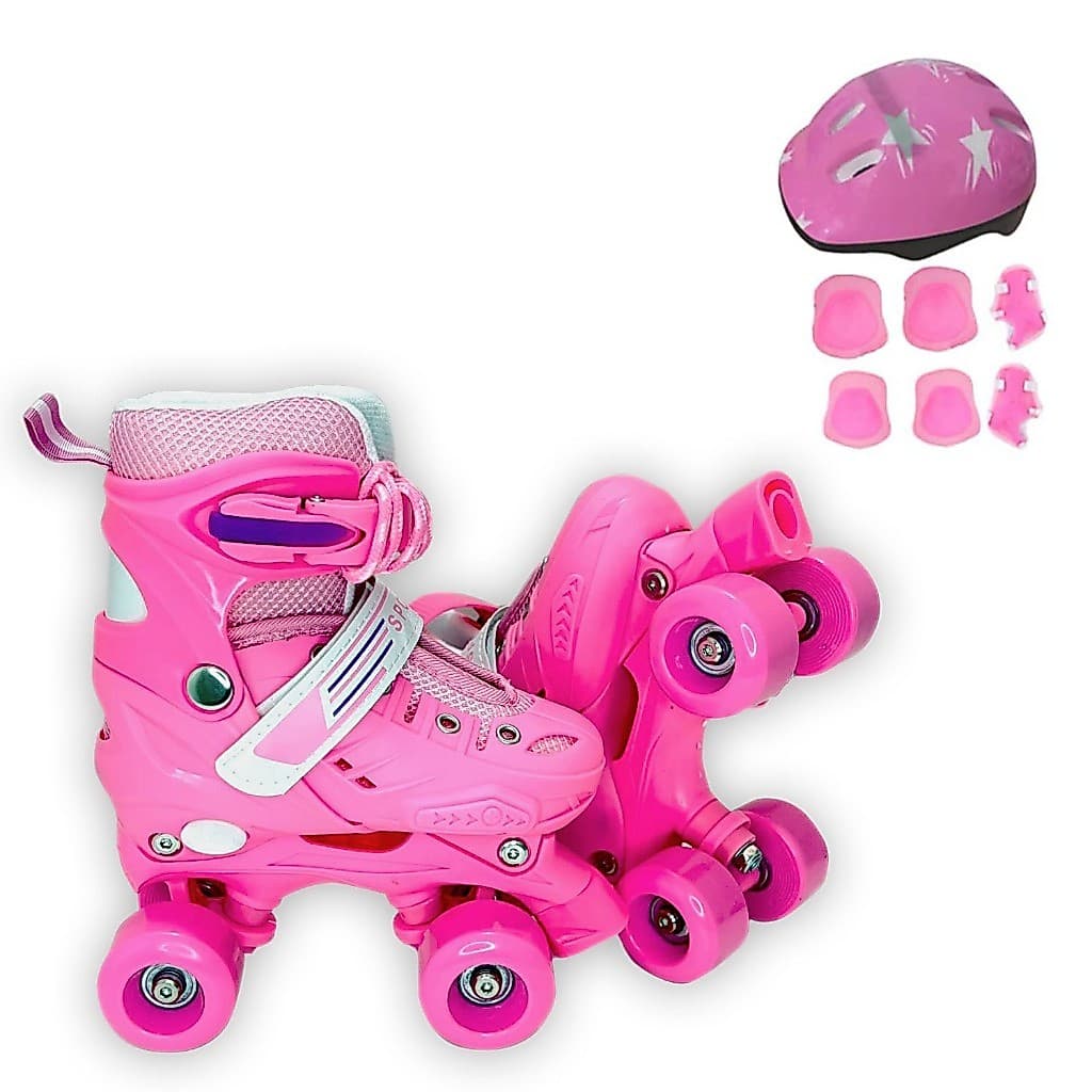 Patins Quad Infantil De 4 Rodas Ajustável Patins Menina Com Kit Proteção Menino Promoção