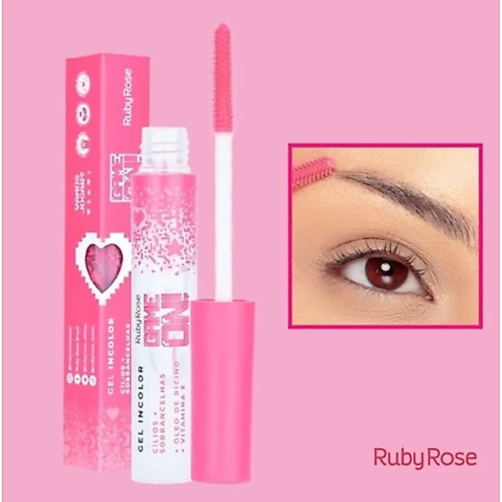 Gel Incolor Cílios e Sobrancelhas Game On Ruby Rose Óleo de Rícino e Vitamina E HB-509