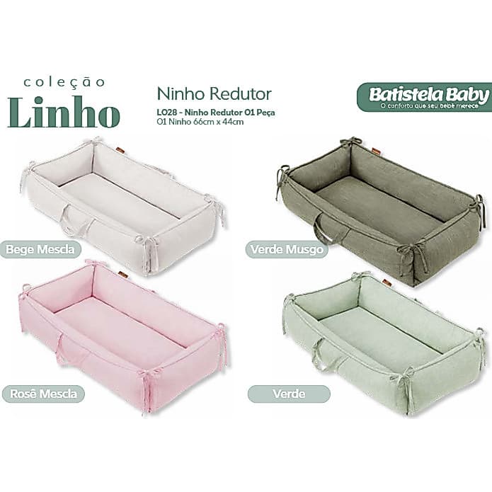 Ninho Redutor de Berço Slim Em Linho 100% Algodão Batistela Baby