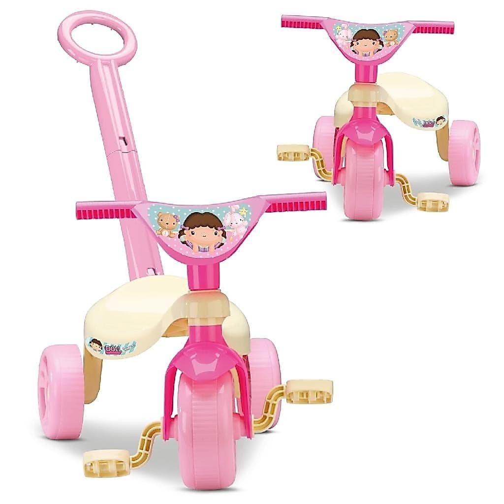 Velotrol Brinquedo Triciclo Tchuco Totoka Rosa Menina C/ Haste