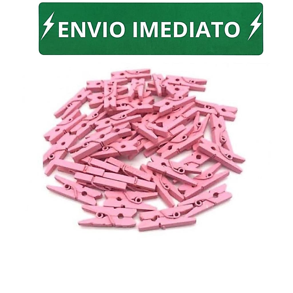 Mini pregador prendedor rosa bebê madeira pequeno 2,5 cm 15 ou 50 unidades lembrancinha artesanato