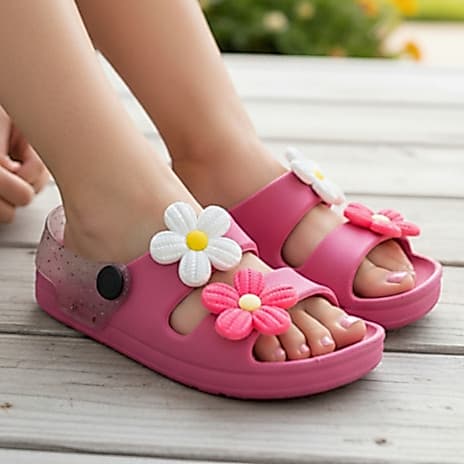 Sandalia papete infantil de menina flor