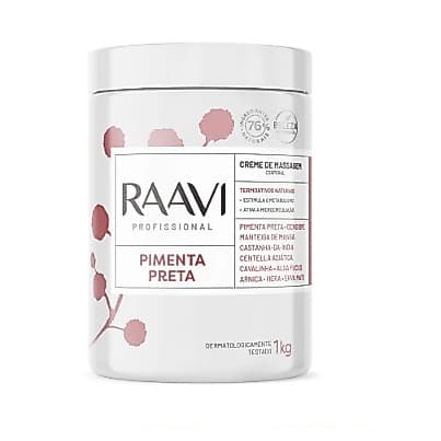 Creme de Massagem de Pimenta Preta Raavi (500G ou 1KG)