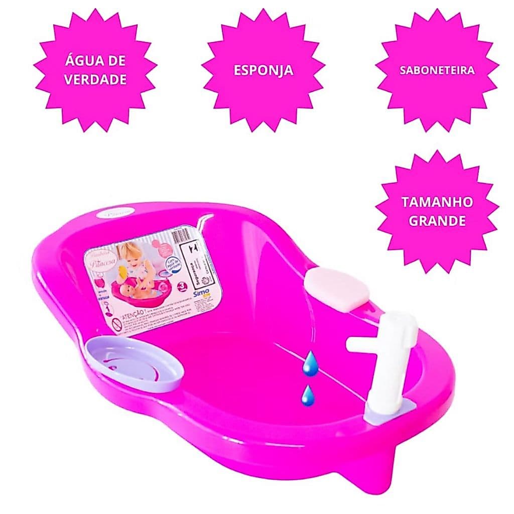 Banheira para Boneca Infantil Rosa Pink com Água de verdade - Diversão Garantida