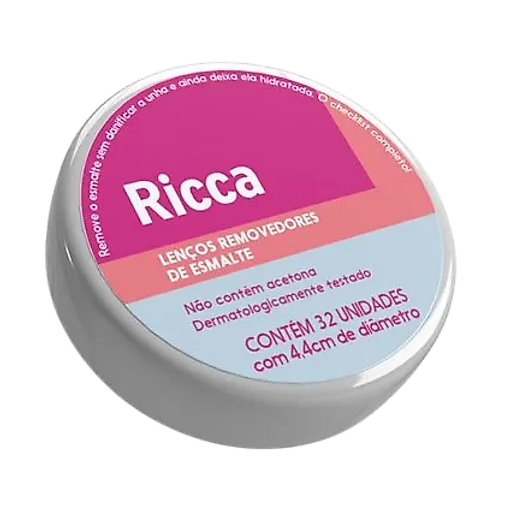 Lenços Removedores de Esmalte Não Contém Acetona 32Un Ricca
