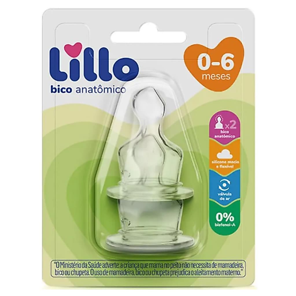 Kit 2 Bicos Mamadeira Lillo Anatômico Ortodôntico Anticólica 0-6 Meses 100% Silicone Macio Flexível