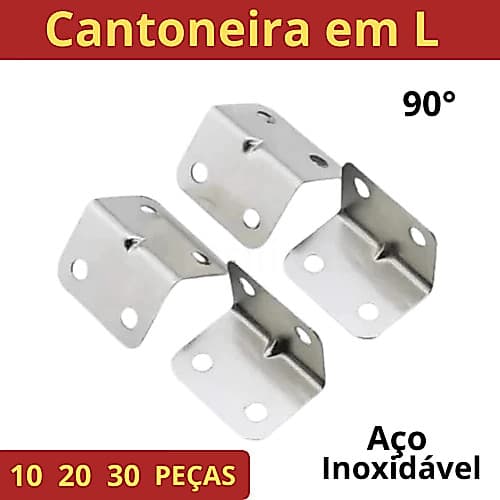 Kit com 10-20-30 Cantoneiras em L 90º Fixadores De Canto  Reforços  Móveis Prateleiras