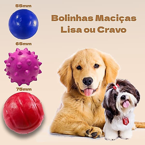 Brinquedo Bolinha Maciça Cachorro Cravo ou Lisa Diversos Tamanhos