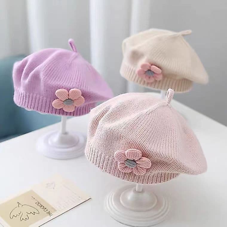 Ador谩vel Chap茅u de Pintor Infantil Boina de Inverno Cor S贸lida Estilo Quente Adequado para Crian莽as