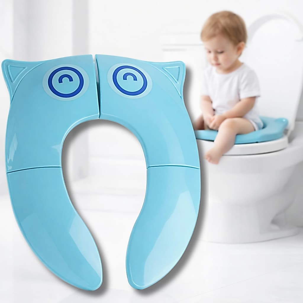 Assento Redutor Infantil Desfralde Coruja Dobrável Portátil Higiênico em Plástico Resistente Ideal para Viagens e Uso