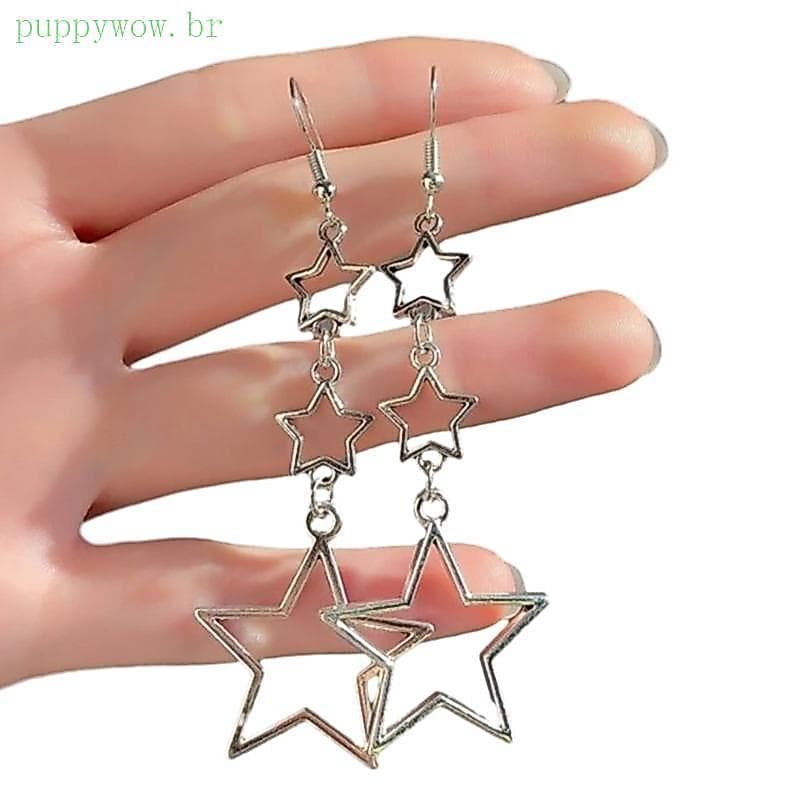PUP Brincos Estrela Pontas Intrincado Oco Eardrops Pentagramas Forma Joias Para Entusiastas Da