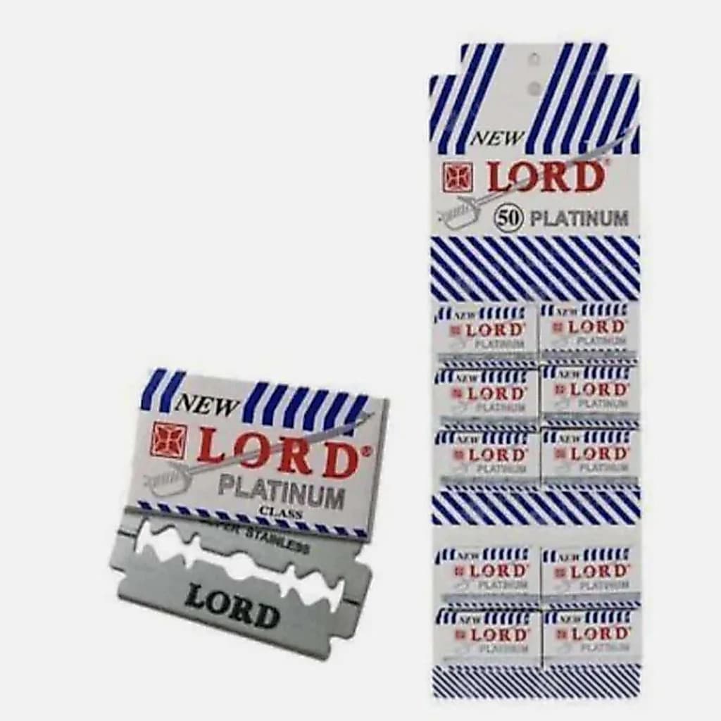 Kit com 500 Lâminas de Barbear Lord Platinum – 10 Cartelas com 50 Lâminas Cada