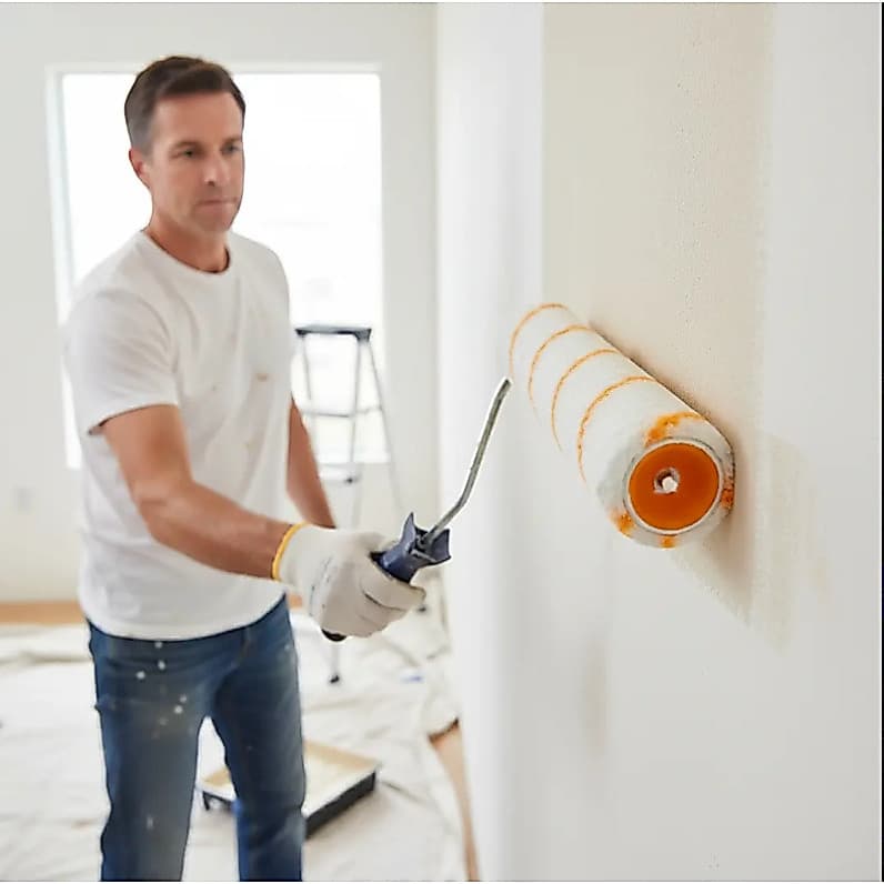 Rolo De Lã Anti Respingos Para Pintura Parede E Teto Com Cabo23cm