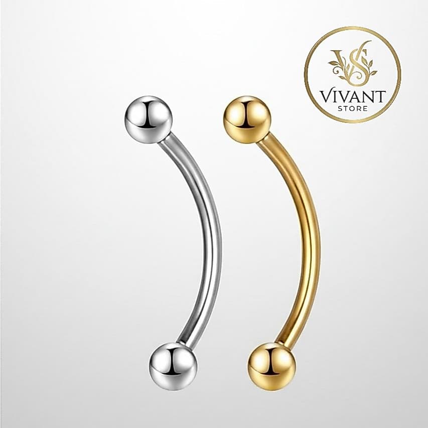 Piercing Titânio Hipoalergênico Sobrancelha Microbell Curvo, Labret, Helix, Flat, Conch, Tragus, Rock e Umbigo