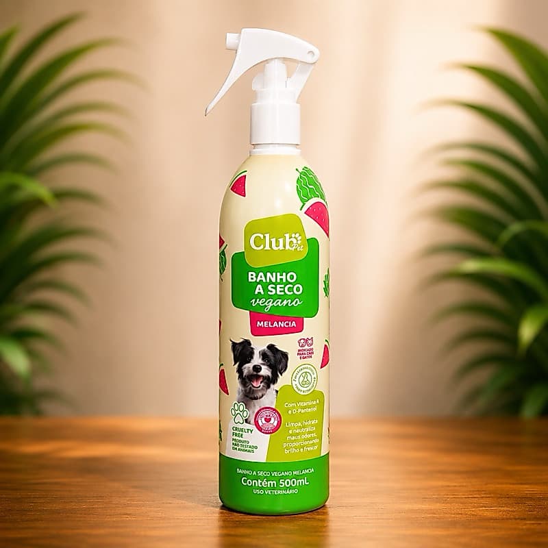 Banho a Seco Club Pet Vegano 500ml Para Cães e Gatos Original Morango / Guaraná e Açaí / Melancia Pet