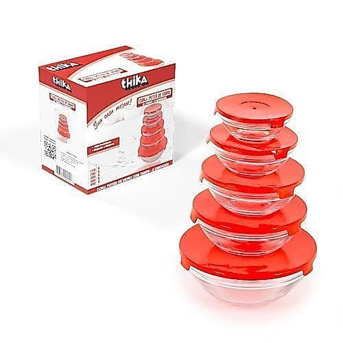 Conjunto com 5 Potes de Vidro com Tampa – Organização e Praticidade para o Dia a Dia
