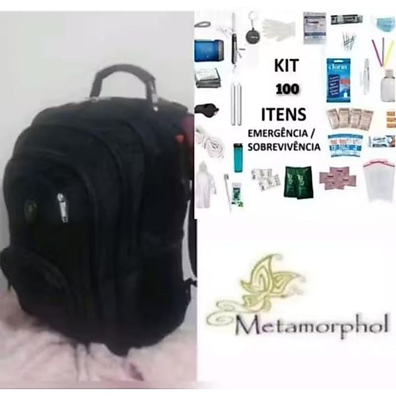 Mochila de Emergência Reforçada com Kit com + de 100 itens.