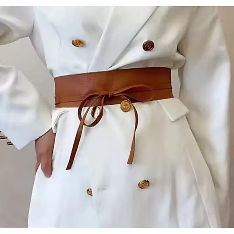 Cinto faixa de cintura largo de feminino em sintético, com laço de corset ajustável
