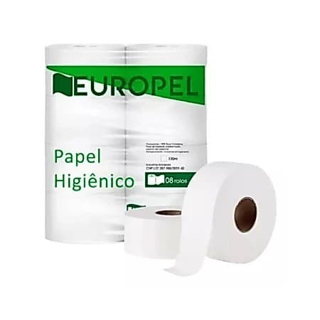 PAPEL HIGIENICO ROLAO MARCA EUROPEL BRANCO PCT. 8 ROLOS