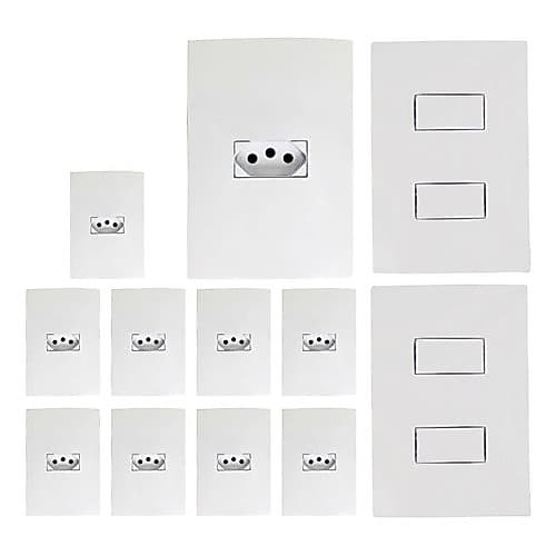Kit 10 Conjunto Tomada + 2 Interruptor Duplo 10a Ilumi