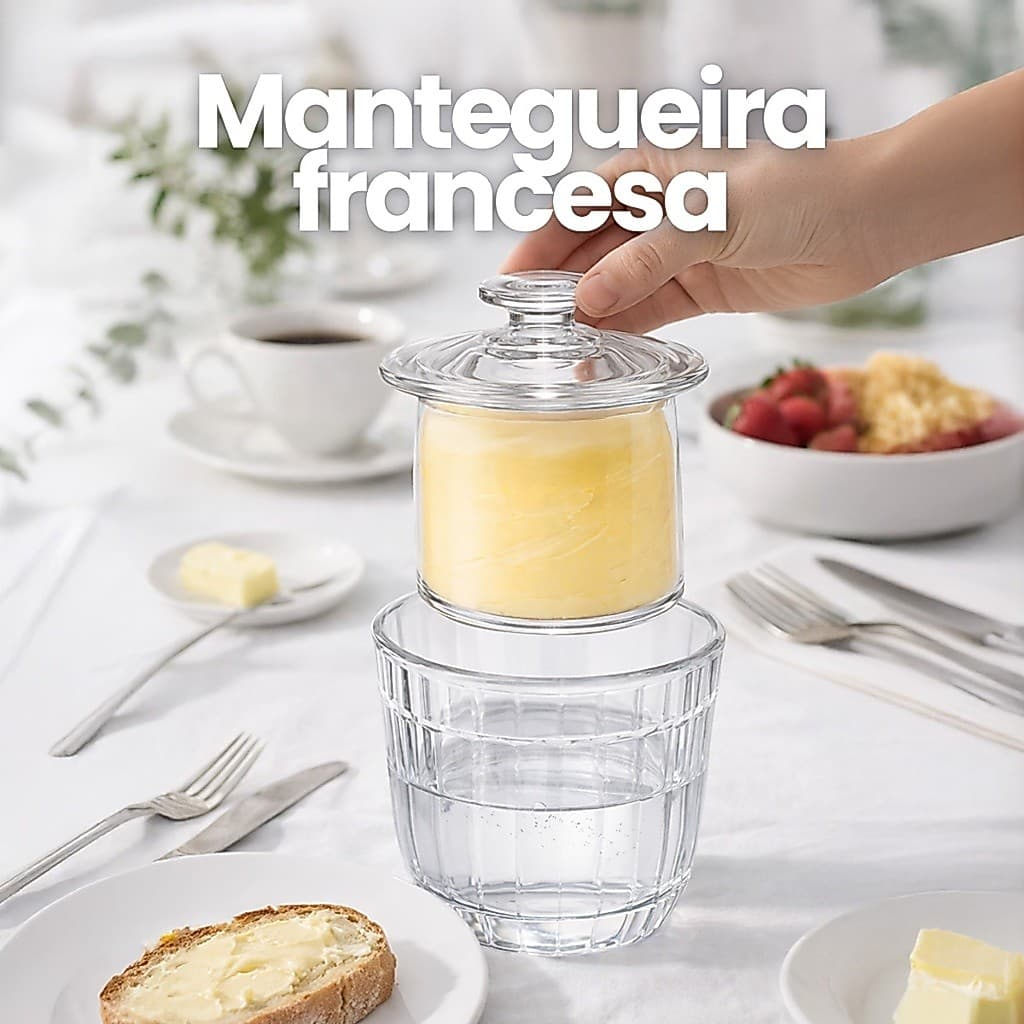Manteigueira Francesa De Mesa Vidro Com Tampa 150ml Mantegueira Beurrier