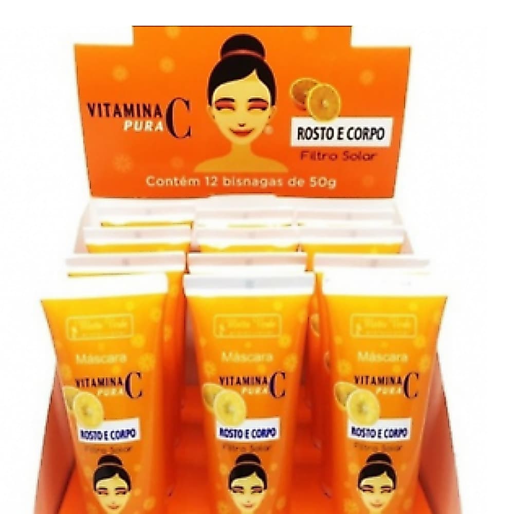 Kit 6 Unidades Mascara Facial Vitamina C Pura C/ Filtro Solar