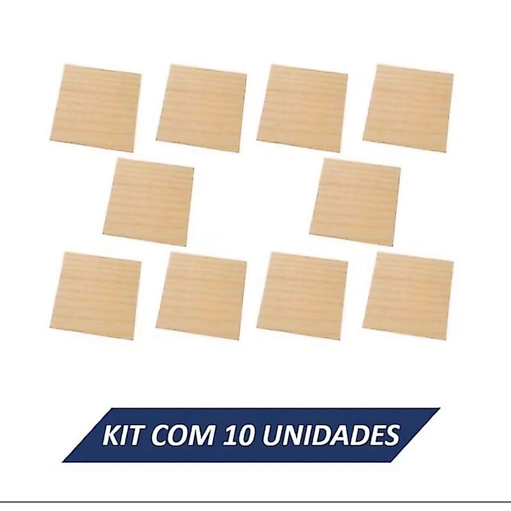 Tábua para artesanato 10x10, pinus, Kit com 10 unidades, natural