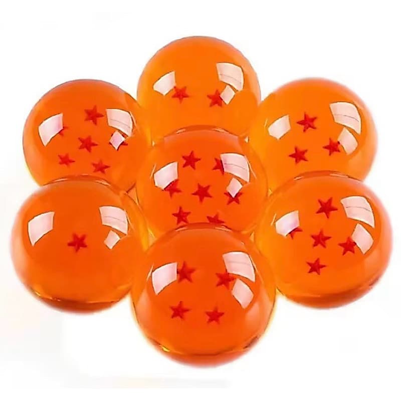 Kit 7 Esferas do Dragão Dragon Balls 3,5cm com Suporte Expositor Decorativo Anime Colecionável Presente Geek Otaku