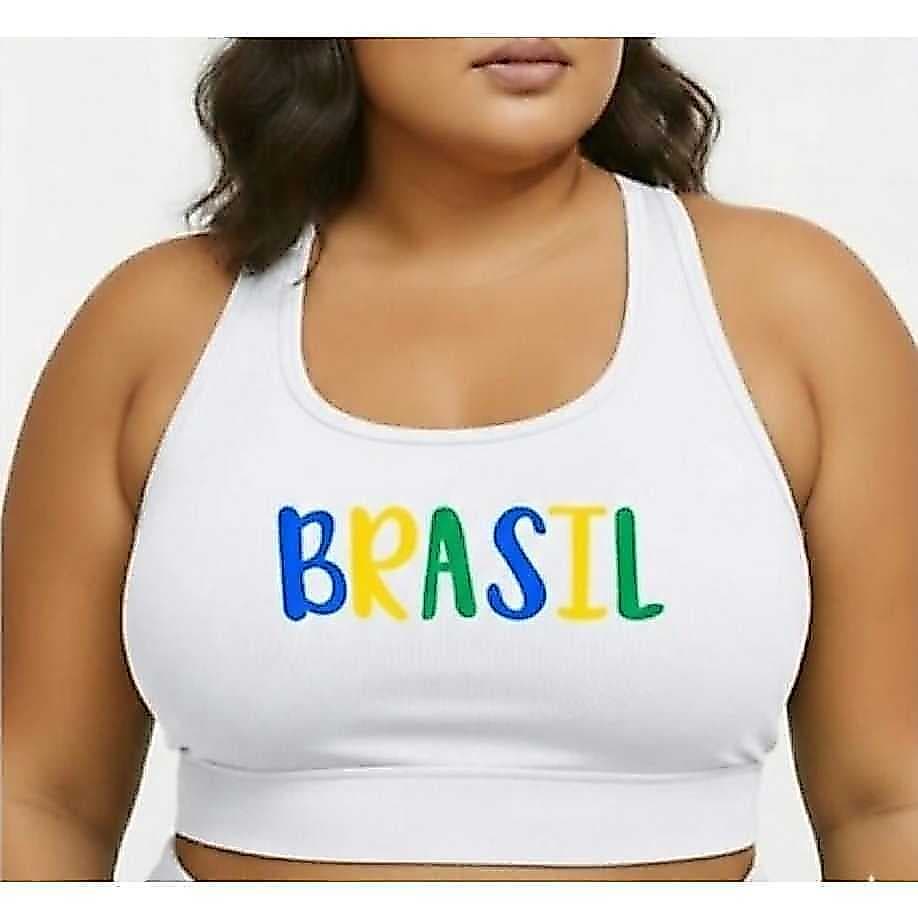 TOP CROPPED NADADOR ESTAMPADO BRASIL COPA PLUS SIZE DO GG AO G4 ACADEMIA CROSSFIT CAMINHADA