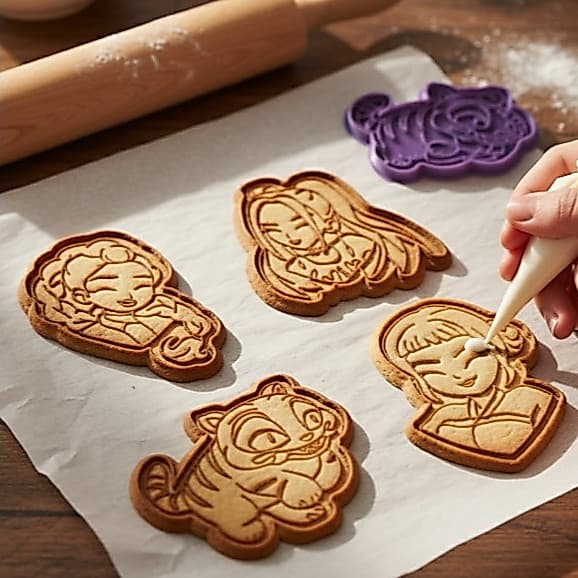 Kit 4 Cortadores/Marcadores Guerreiras do K-Pop – Moldes para Biscoitos e Pasta Americana