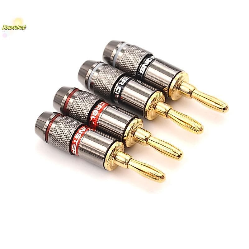 [Sunshine] 4pcs Banhado A Ouro BFA 4mm Banana Plug Adaptador De Conector De Alto-Falante Macho [Novo]