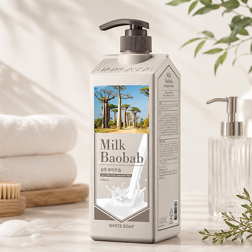 Leite Baobab Sabonete Branco Shampoo 1L Diário Para Cabelo Hidratante Cuidados Com Os Cabelos Coreano