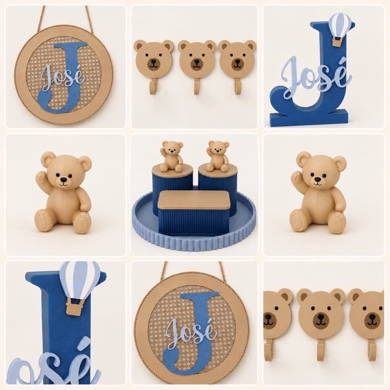 Kit higiene completa personalizado para quarto de bebê.
