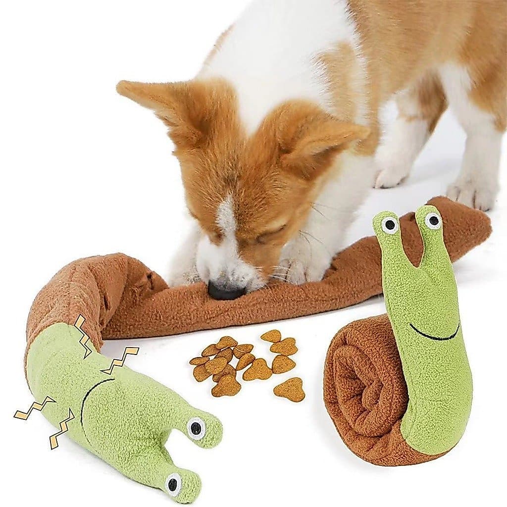 Brinquedo Mordedor Caracol De Pelúcia Para Cachorro Petisco Velcro e Compartimento QC6189