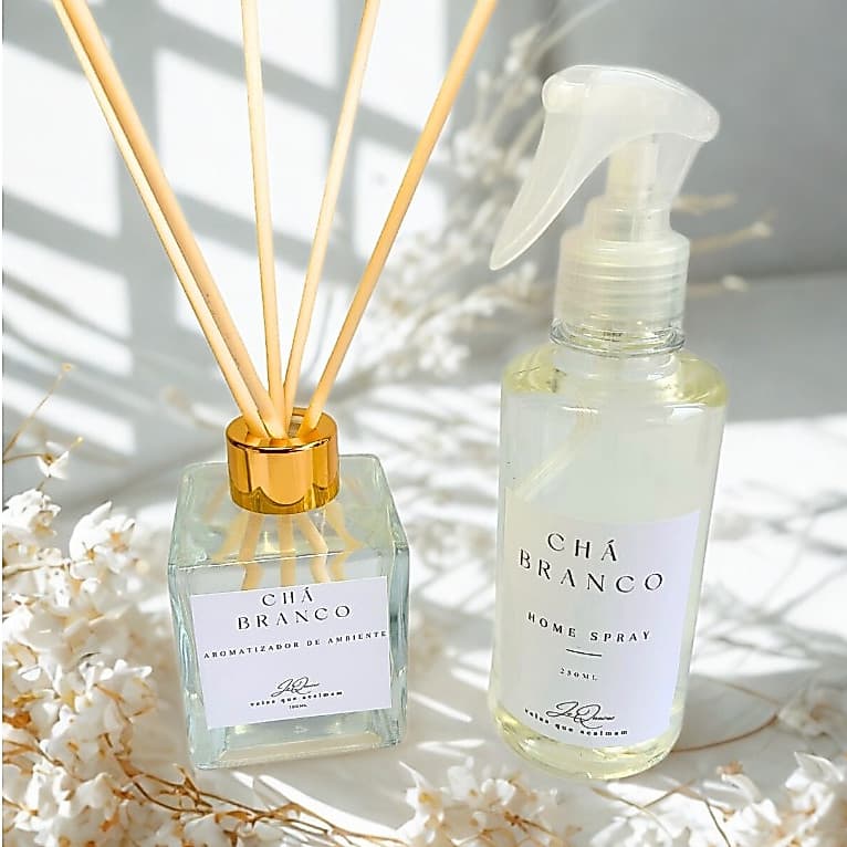 Kit Difusor de ambientes 100ml + Home Spray 250m | Chá Branco | Aromatizador de ambiente